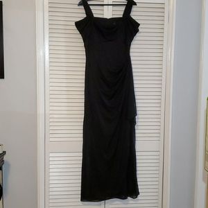 Alex Evenings Blk Mesh Cold Shoulder Sheath Dress